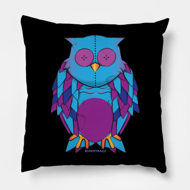 button eye Owl Pillow by BunnyRags