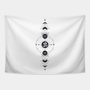 Om Symbol Moon Phases Tapestry