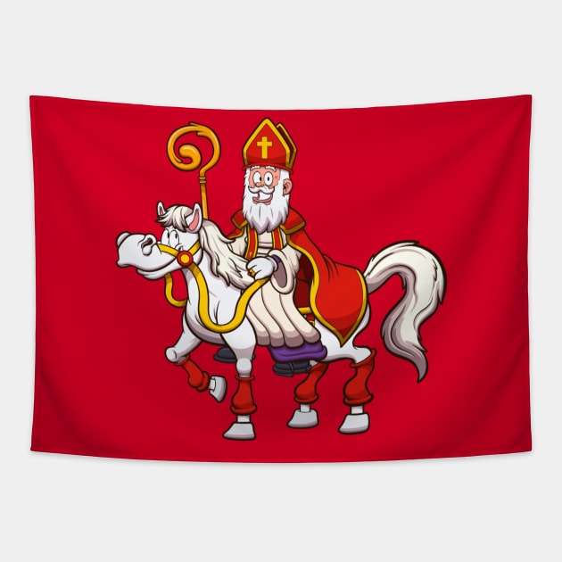 Saint Nicholas On Horse Tapestry by TheMaskedTooner