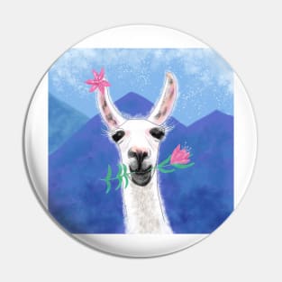 Llama Yama Flowerama Pin