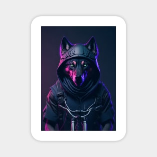 Cyberpunk Biker Wolf Magnet