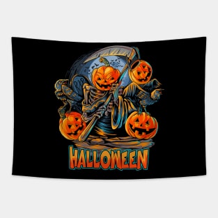 Halloween pumpkin monster Tapestry