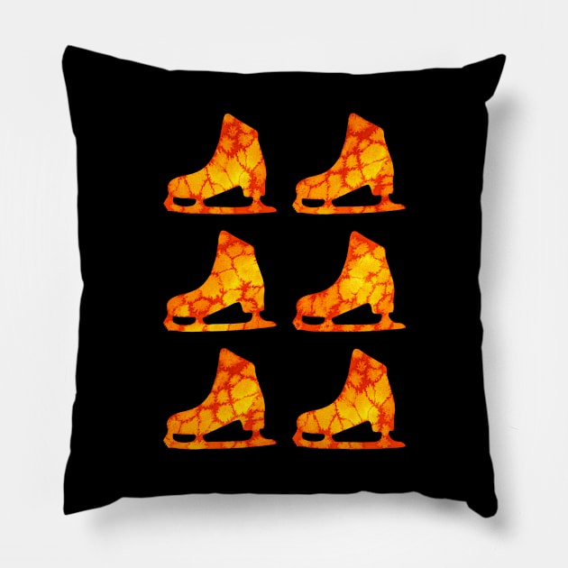 Watercolor Figure Skates (Orange) Pillow by illucalliart