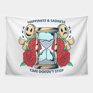 Happiness and Sadness, Time doesn't Stop design in colors Tapestry