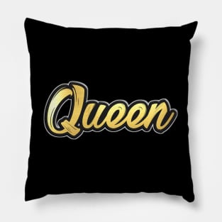 Shiny black and Gold QUEEN word ver3 Pillow