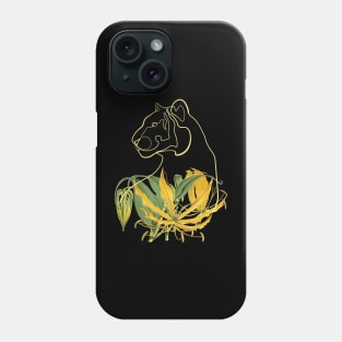 Yellow Lily Line Art Turned Tiger Head Phone Case