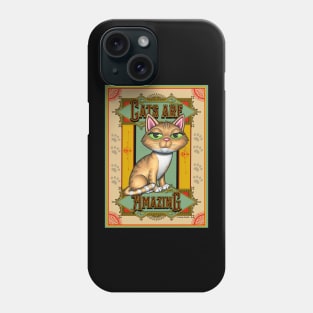 Cute Yellow Tabby on Cats are Amazing on tan background Phone Case