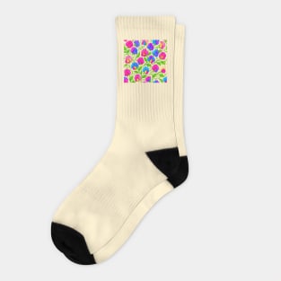 Sweet Pea Watercolor Gouache Floral Pattern Socks