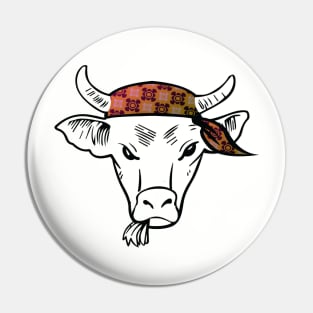 Cow with Bandana gifts, shirts, mugs, poster, cases Pin