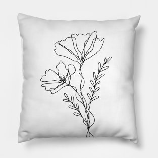 Wildflower Line Art | Floral Botanical Minimalist Lineart Pillow