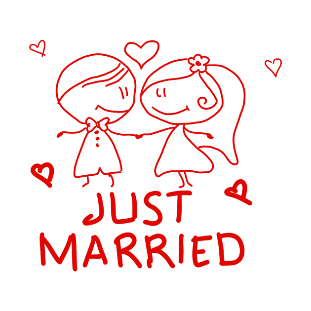 Just Married Matching Couple Valentines Day Gift by BadDesignCo