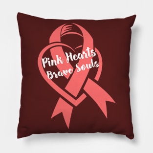 Pink Hearts Brave Souls-Breast Cancer Awareness Pillow