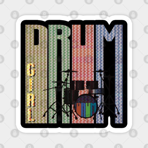 Girl Drum Kit Magnet by KateVanFloof