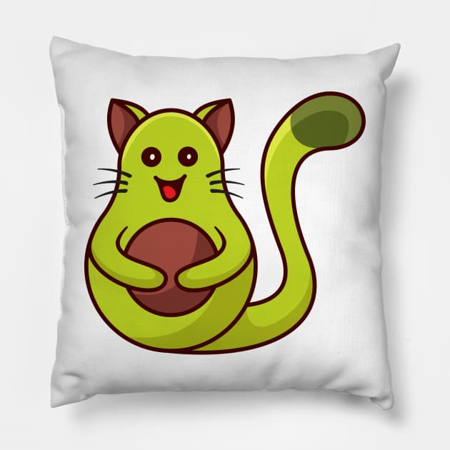 Avocado and cat Pillow by mouze_art