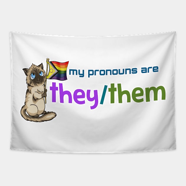 My Pronouns with Chocolate (They/Them) Tapestry by Crossed Wires
