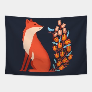 Fox Floral Tapestry