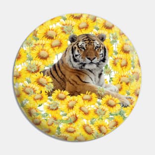 Tiger in sunflowers Pin