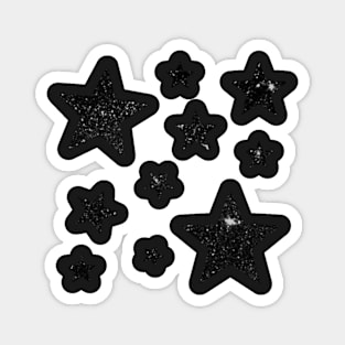 Black Faux Glitter Stars Magnet