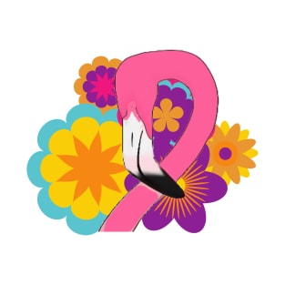 Retro Hippie Flower Power Flamingo T-Shirt