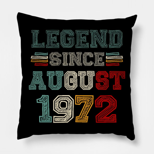 51 Years Old Legend Since August 1972 51st Birthday Pillow by Brodrick Arlette Store