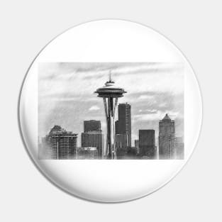 Seattle Skyline Sketched Pin