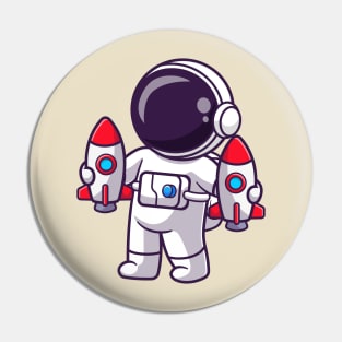 Cute Astronaut Holding Rocket Toys Cartoon Pin