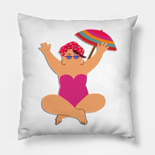 Happy summer holiday vacation. Cheerful relaxing lifestyle concept. Pillow