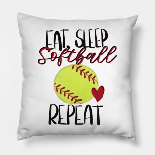 Eat, Sleep, Softball Repeat Design Pillow