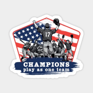 USA - American BASEBALL - Champions play as one team - color Magnet