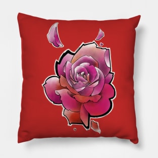 pink rose flower Pillow