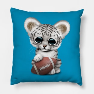 White Tiger Cub Playing With Football Pillow