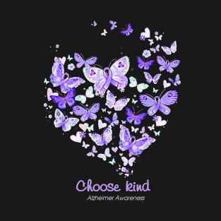 Choose Kind Alzheimer Awareness Butterflys Heart Gift T-Shirt
