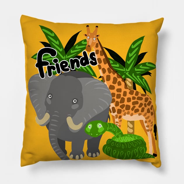 funny animals friends Pillow by AndreyG