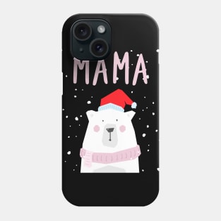 Womens Mama Bear Christmas Santa Hat Family Matching Phone Case