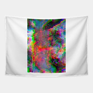 Rainbow Glitch Abstract v4 Tapestry