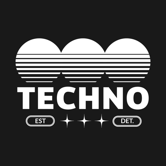 TECHNO - TECHNO LOGO (White) by DISCOTHREADZ 