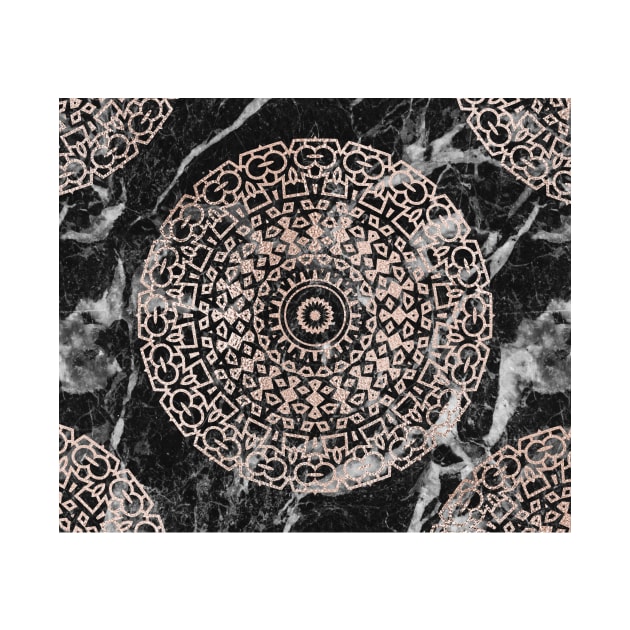 Marble mandala - deco rose gold on black by marbleco