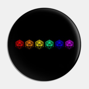 Rainbow D20 Dice Pin