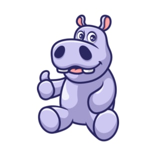 Hippo Purple Cartoon T-Shirt