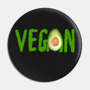 Vegan written with grass and an avocado Pin