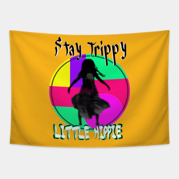 Stay trippy little hippy - Rainbow witch design Tapestry by Trippy Critters