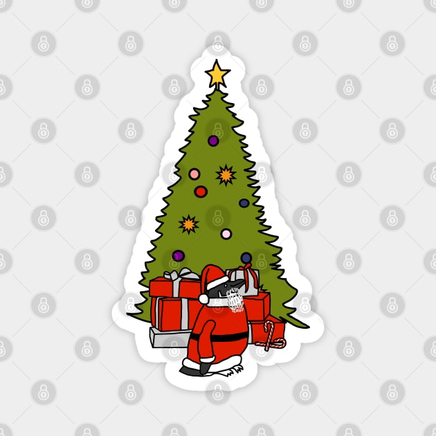 Penguin Dressed as Santa and Christmas Tree Magnet by ellenhenryart