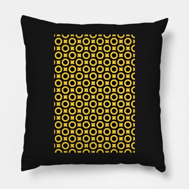 Seamless pattern in yellow and black with circles and dots Pillow by marina63