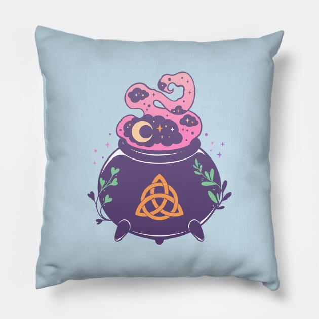 Witch's cauldron. Triquetra Pillow by OccultOmaStore