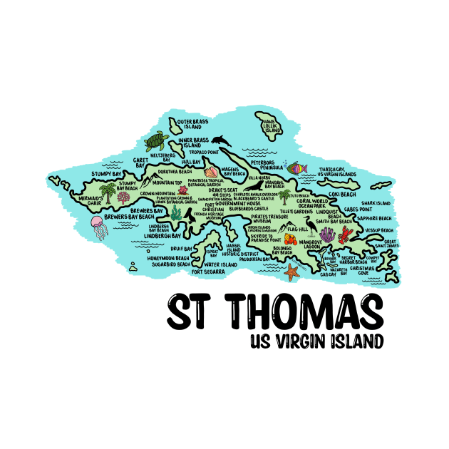 St Thomas Map by fiberandgloss