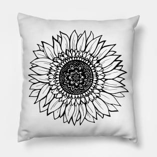 Sunflower Illustration Pillow