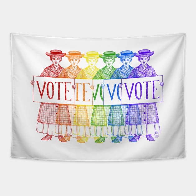 Rainbow Suffragettes Want You to VOTE Tapestry by JCPhillipps