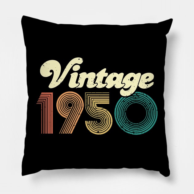 70th Birthday Gift 70 years Vintage 1950 Men Women Pillow by CheesyB