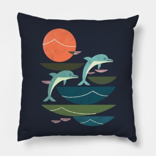 Sunset Dolphins Pillow