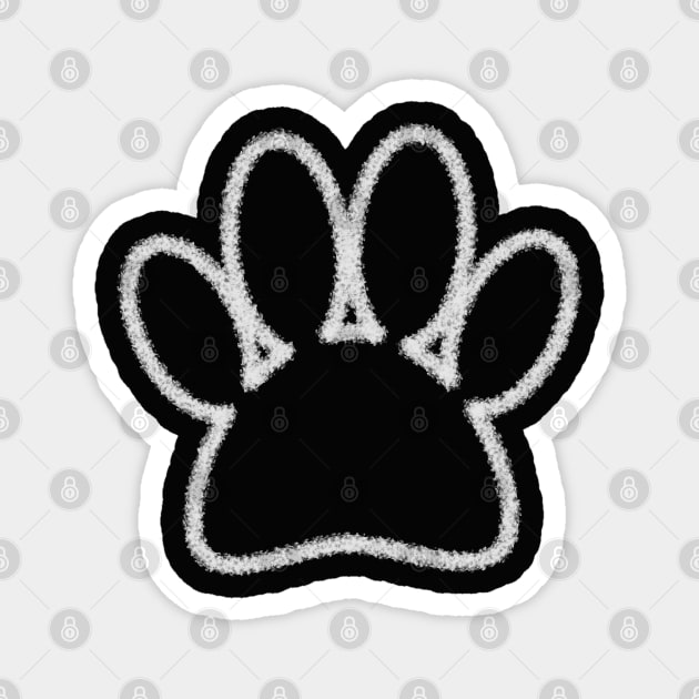 White Chalk Line Dog Paw Print Magnet by Braznyc